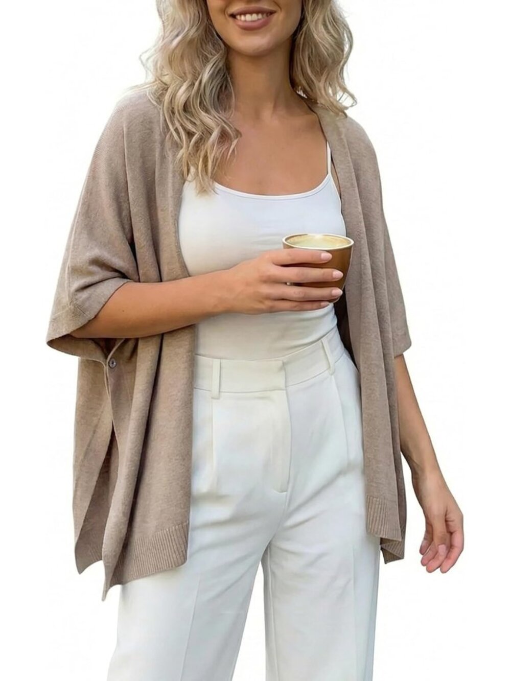 Shawl Wraps for Women Open Front Versatile Knit Poncho Cardigan Shawl Drape Cape - Picture 1 of 7